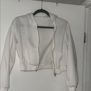 White Women's Cropped Hoodie Jacket